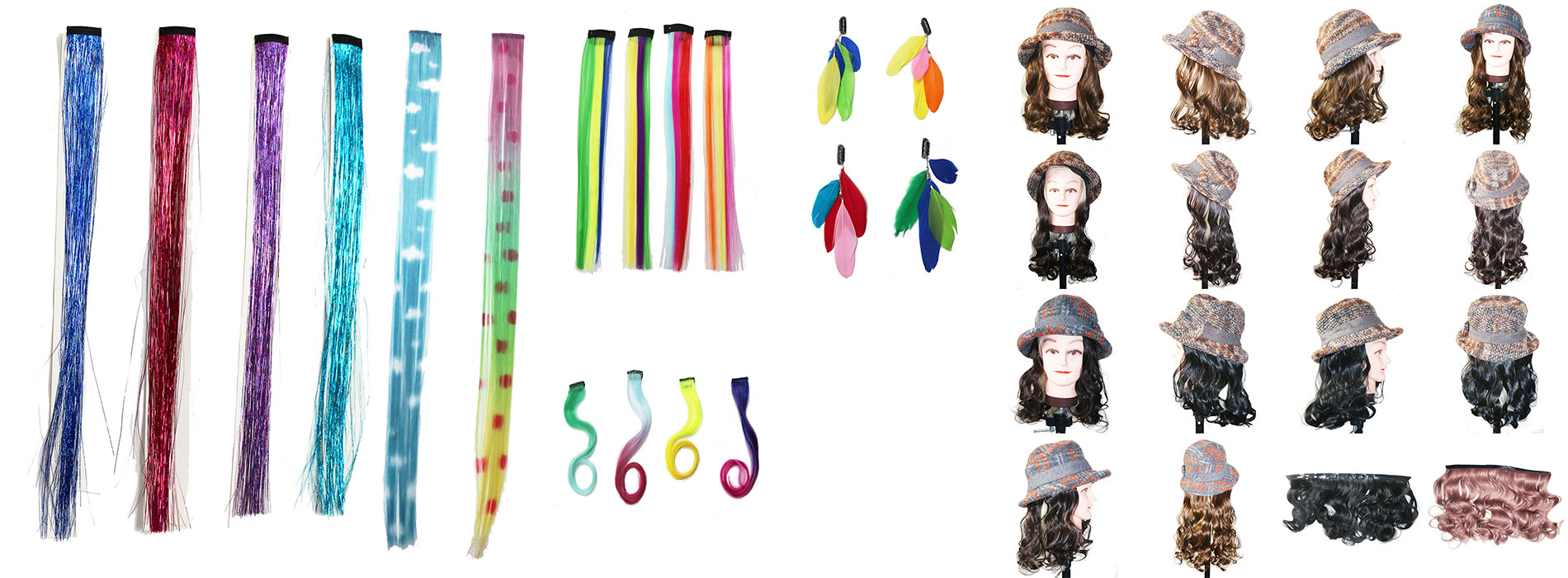 hair piece,print color clip on hair